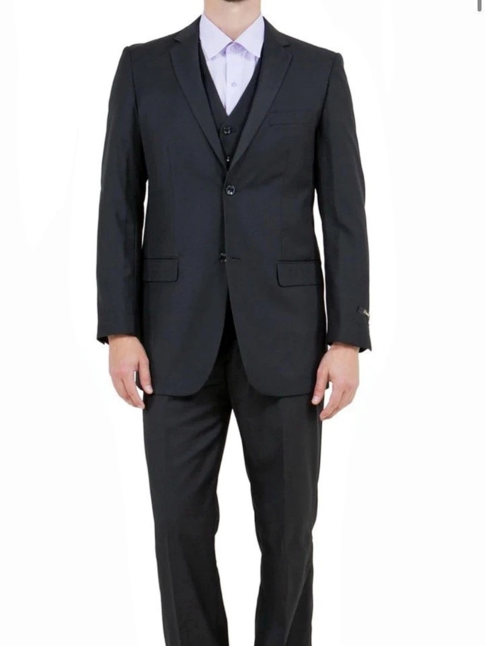 Men's Black 3 Piece Suit - Brand New- 44R